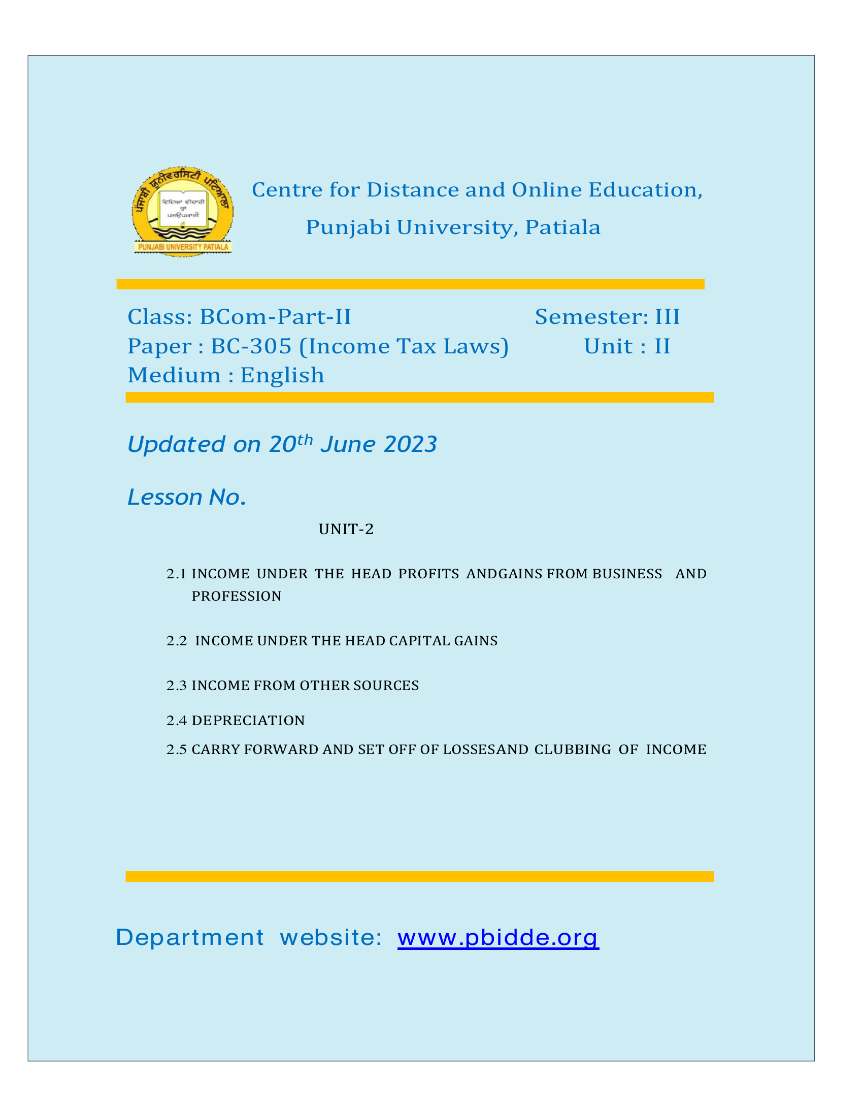 B.Com Sem 3 (8AUG)  Income tax BC unit-2